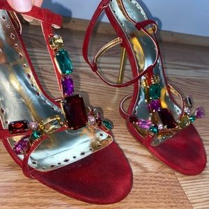 BCBG Red Rhinestoned Heels